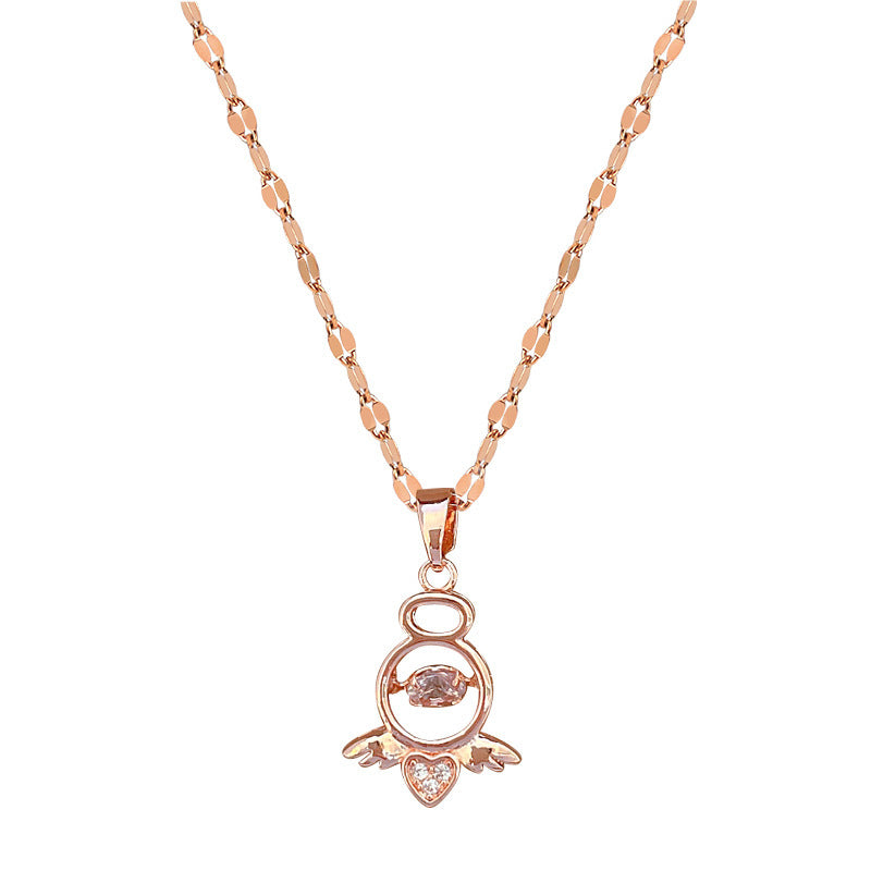 Cartoon Geometric Titanium Steel Diamond Inlay Necklaces