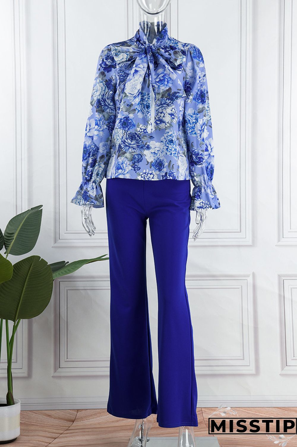 Rose Red Casual Print Patchwork O Neck Long Sleeve Two Pieces