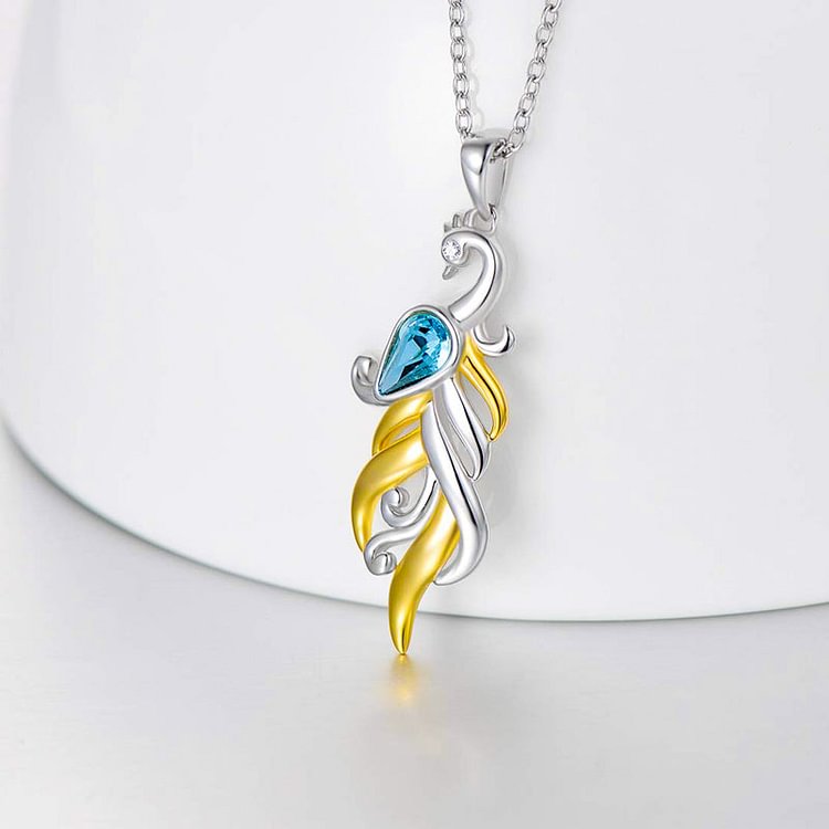 For Self - S925 The Fire inside me Burns Brighter  than the Fire around Me Gold Phoenix Necklace