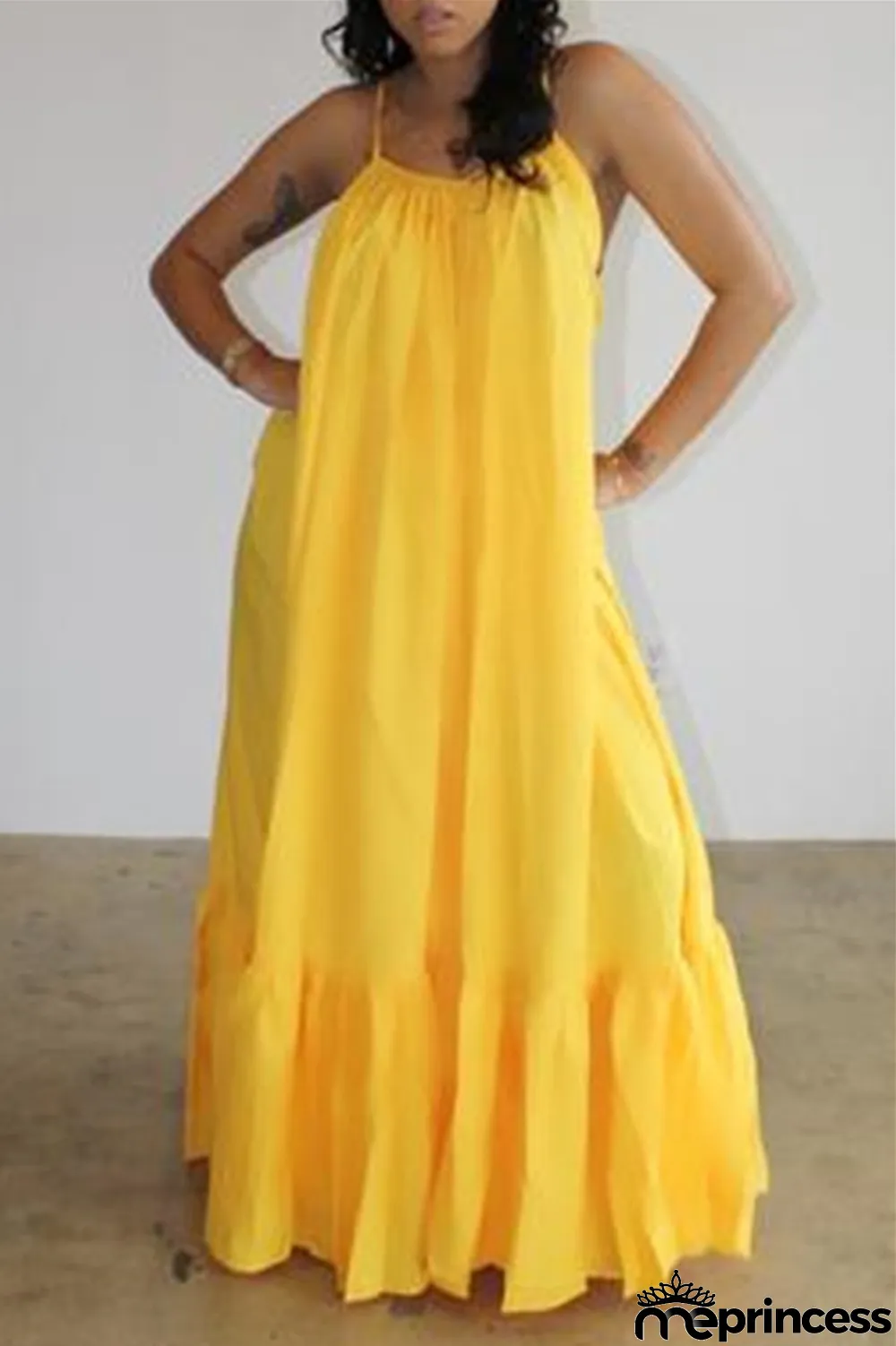 Light Purple Sexy Casual Solid Backless Spaghetti Strap Loose Sling Dress