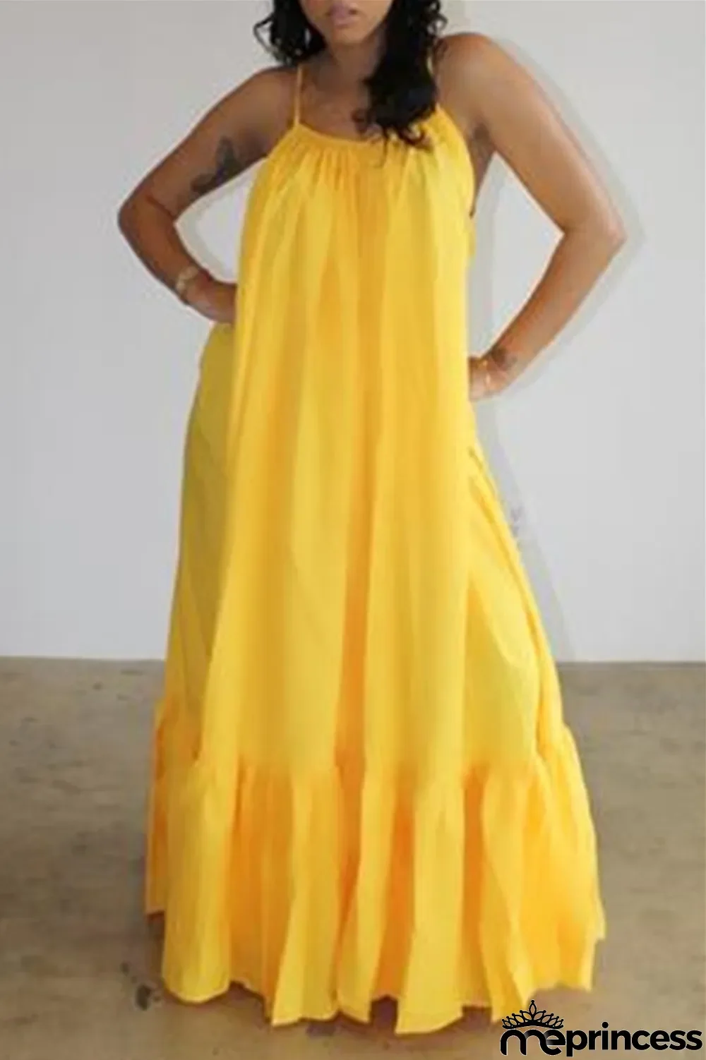 Light Purple Sexy Casual Solid Backless Spaghetti Strap Loose Sling Dress