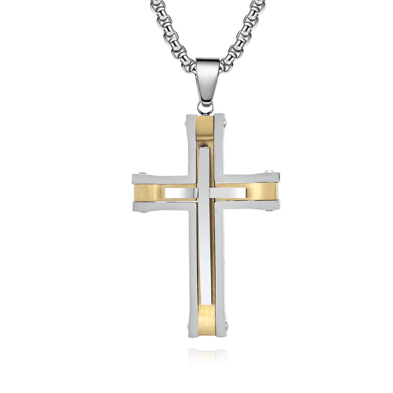Basic Modern Style Classic Style Cross Titanium Steel Plating Men's Pendant Necklace