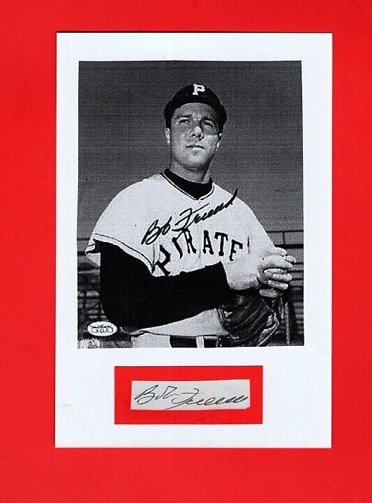 1955 BOB FRIEND-PITTSBURGH PIRATES AUTOGRAPHED LETTER CUT W/Photo Poster painting-(d.2019)