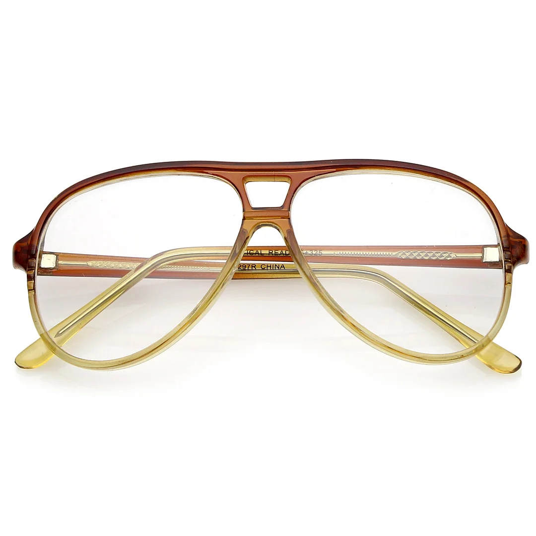 Retro Transparent Flat Top Teardrop Clear Lens Aviator Eyeglasses 56mm