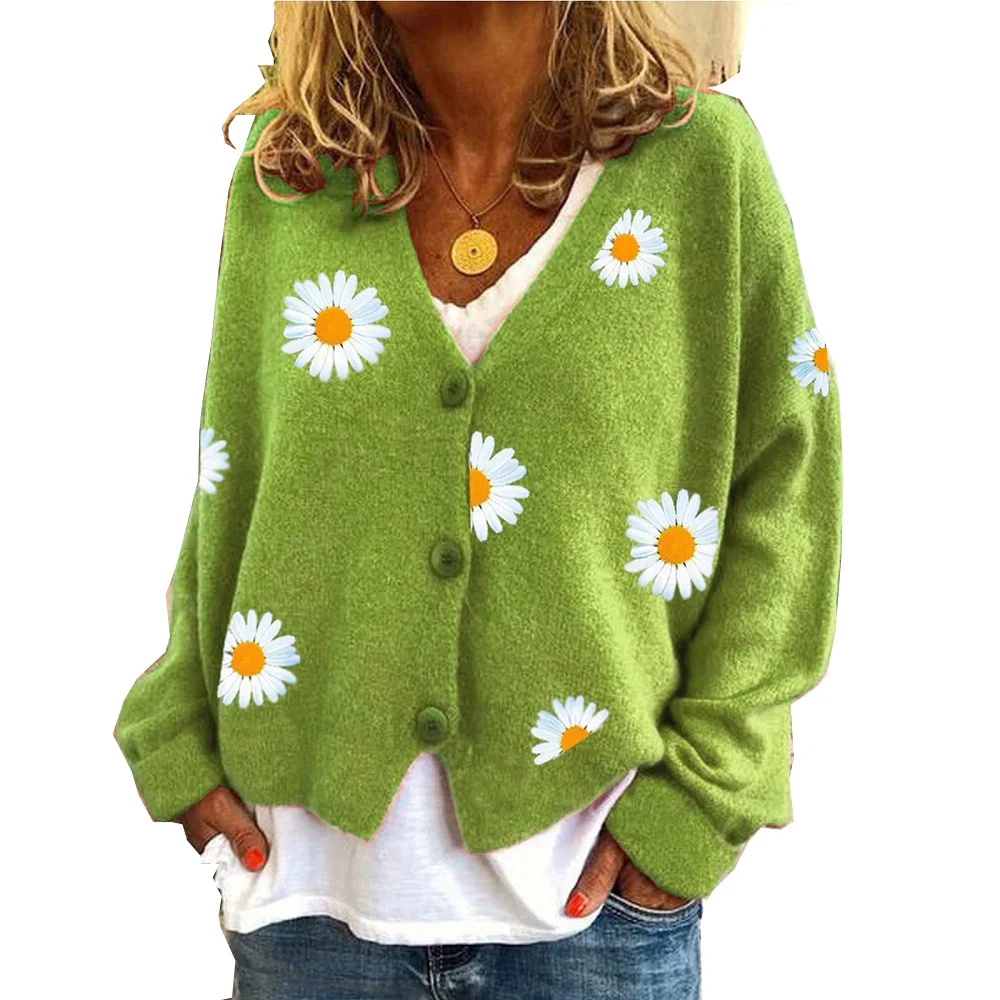Wongn Wongn Ladies Sweater Single Breasted Qiuju Embroidered Coat Sweater Women's Wear