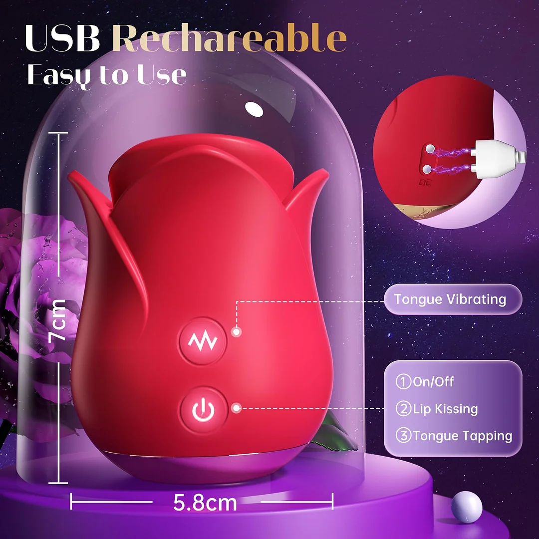 Upgraded Lip Kissing And Tongue Tapping Rose Vibrator For Women