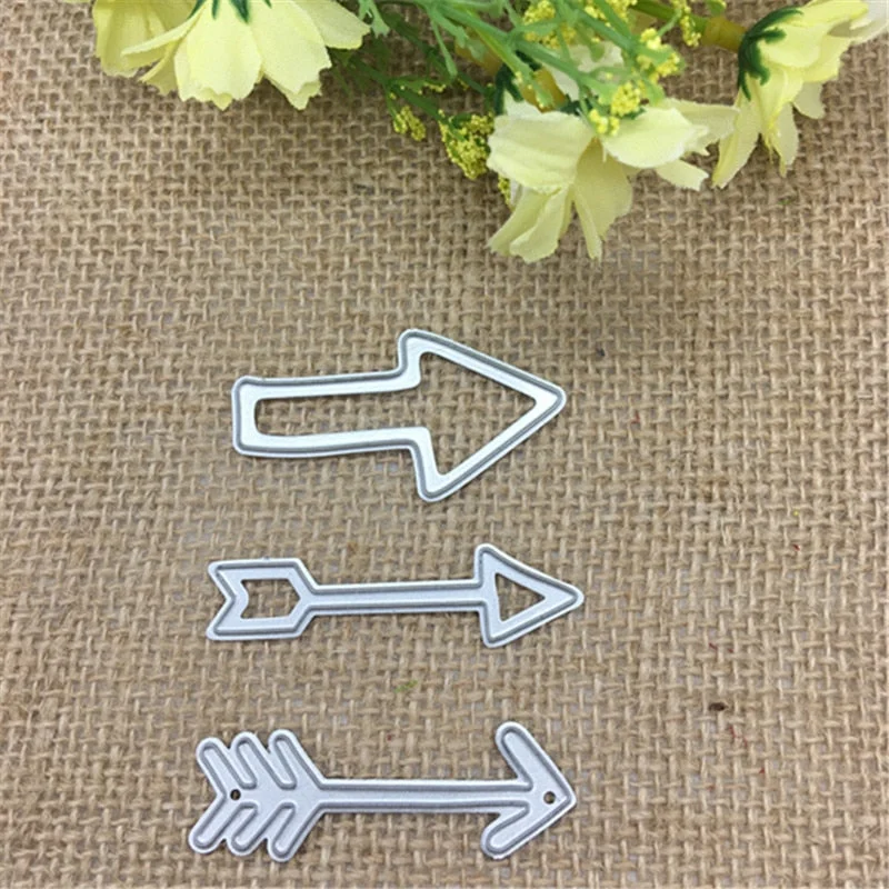 3 Pieces of Arrows Card Maker Metal Cutting Dies Stencil Scrapbooking Photo Album Card Paper Embossing Craft DIY