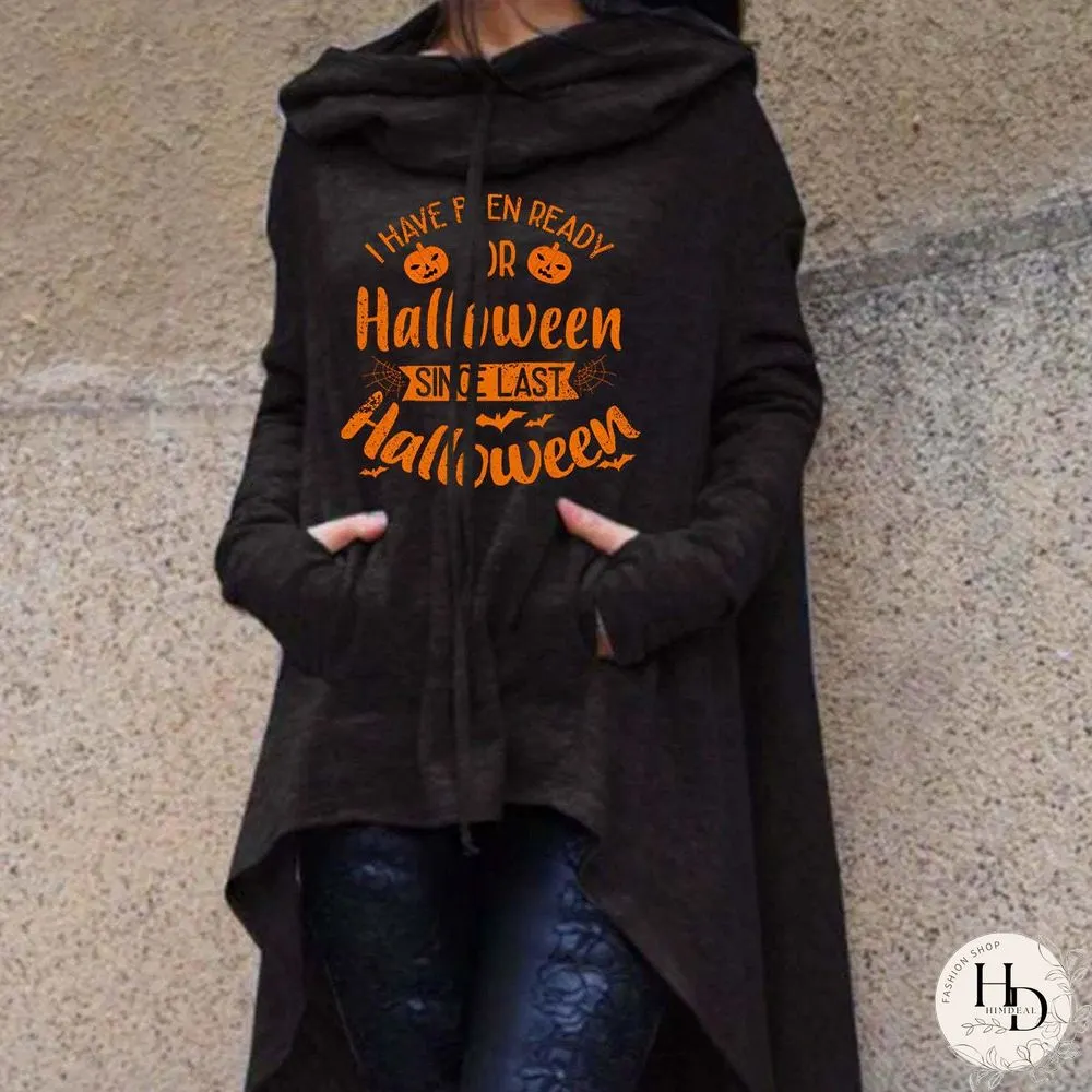 Halloween Slogan Pumpkin Head Graphic Women Hoodies