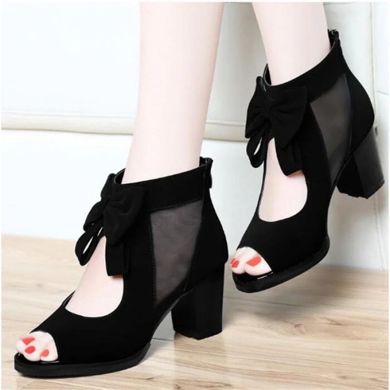 2020 New Summer Women Lace Ankle-Wrap Sandals Casual Zip Open Top Ladys Sandals Chunky Heels Plataformas Mujer Sandalias