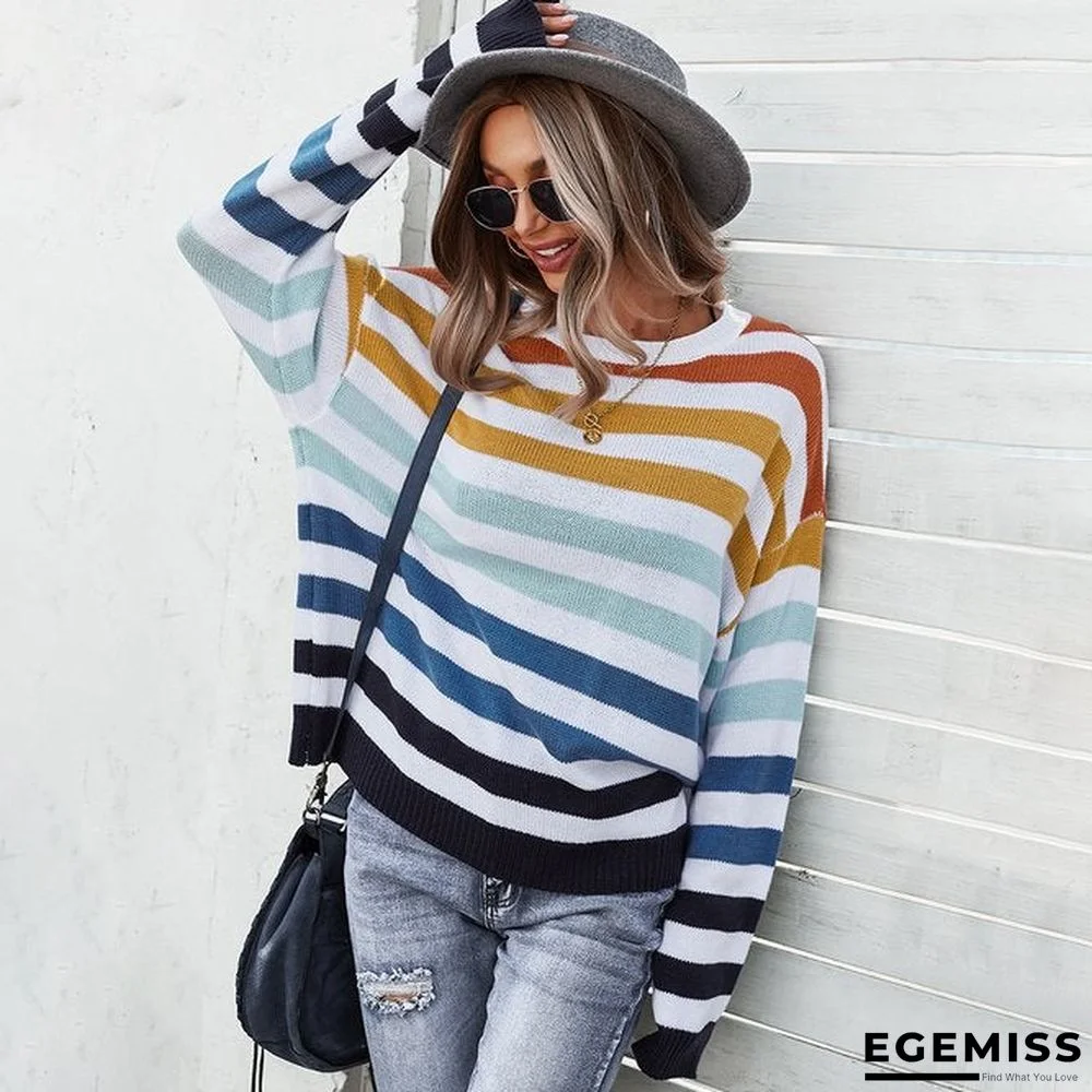 Long Sleeve Striped Acrylic Sweater | EGEMISS