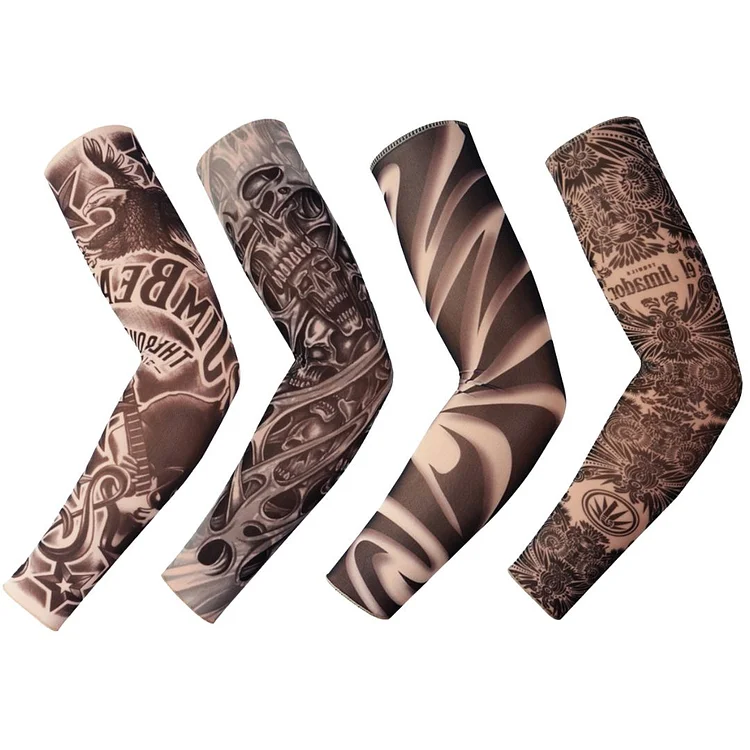 4 Pieces Tattoo Arm Sleeves Soft Elastic Sunscreen 