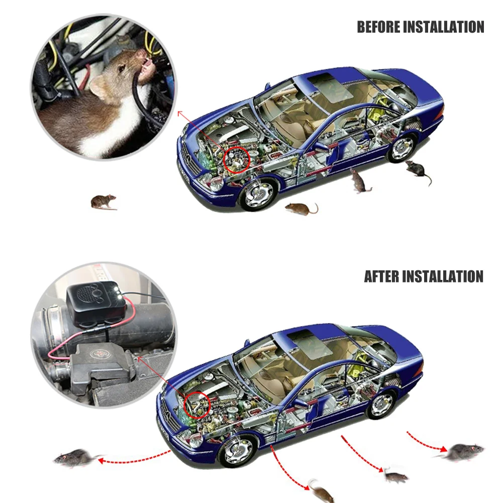 Ultrasonic Vehicle-mounted Rats Mouse Repeller Cockroach Insect Pest Reject