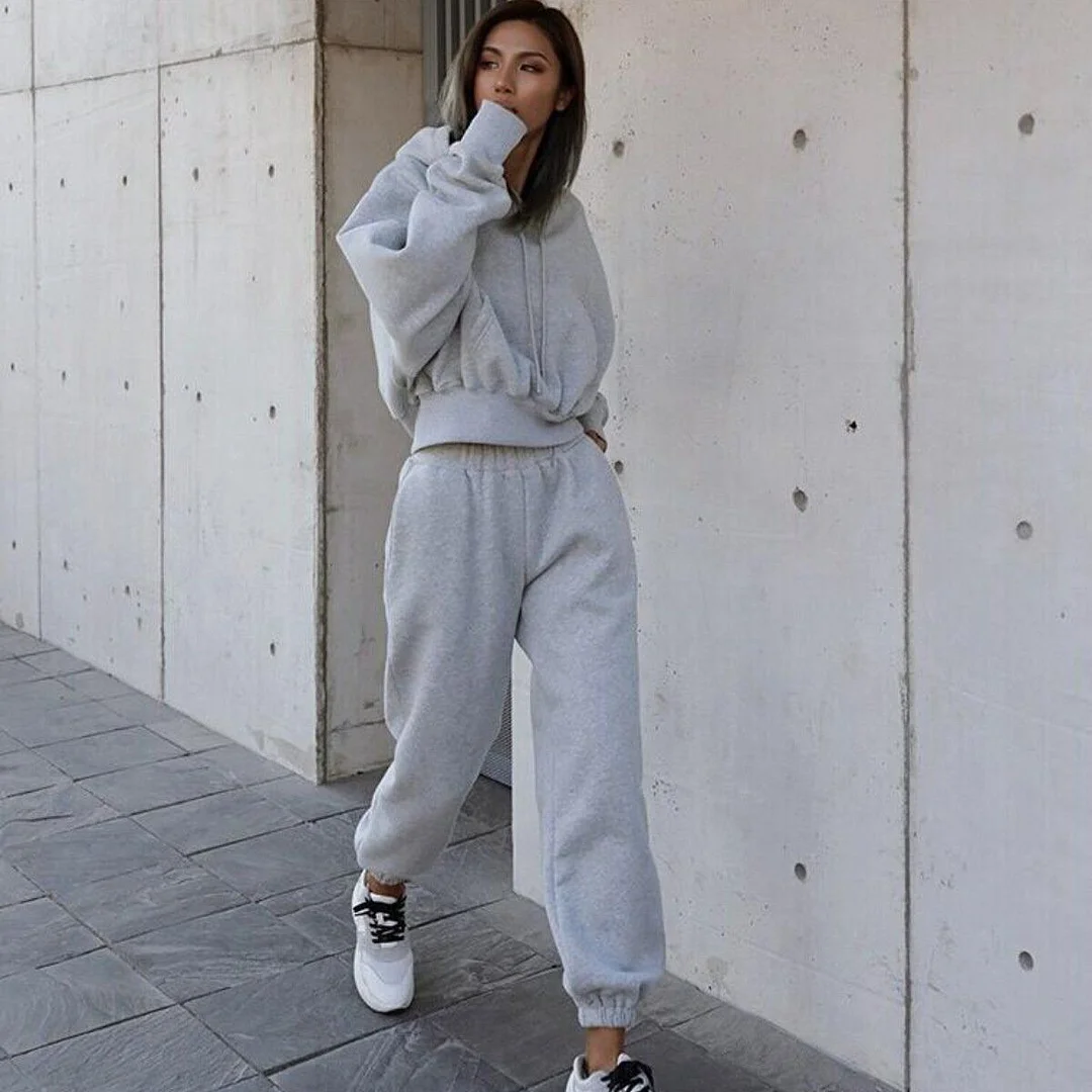 Fashionable Casual Solid Color Plus Size Sweatsuits