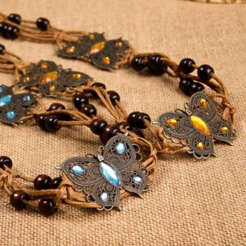 Casual Butterfly Cotton Women’s Woven Belts