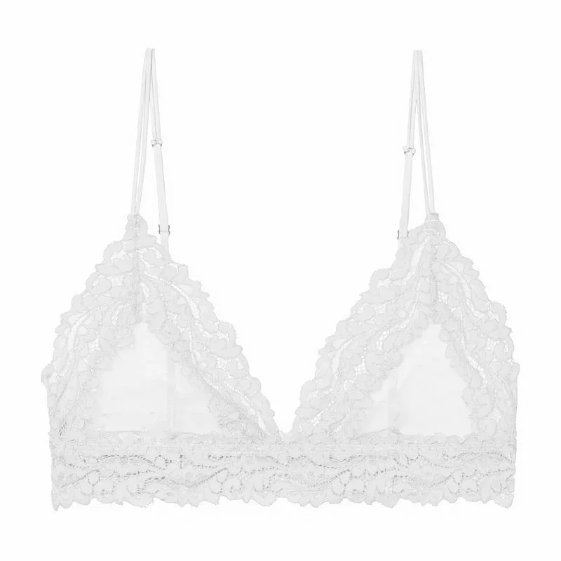 Sexy Lingerie Set Women Lace Bralette Underwear Transparent Mesh Dot Bra See Through Lingerie Black Brassiere Female Thong Sets