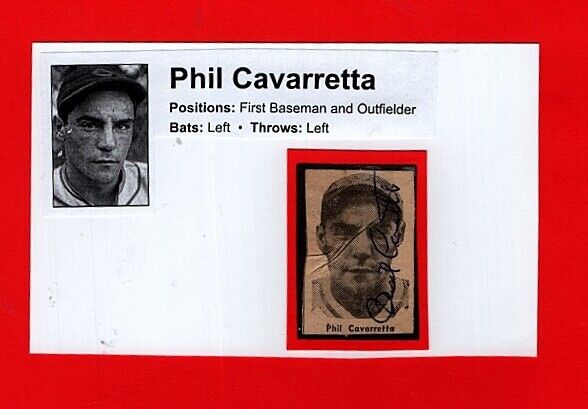 PHIL CAVARRETTA-CHICAGO CUBS AUTOGRAPH Photo Poster painting ON 3X5 CARD-(d.2010)