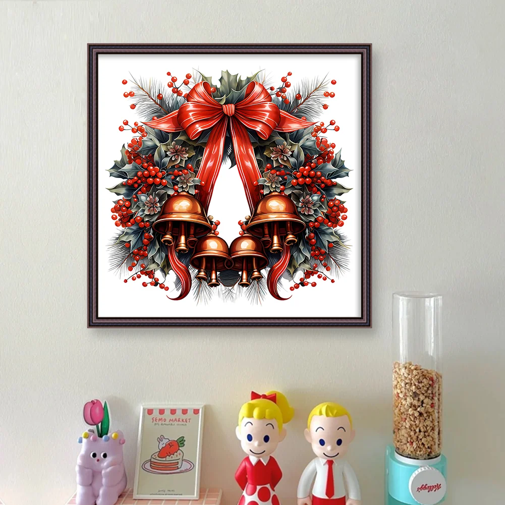 DIY Stamped Cross Stitch 18CT Full Embroidery 30*30cm - Christmas Wreath