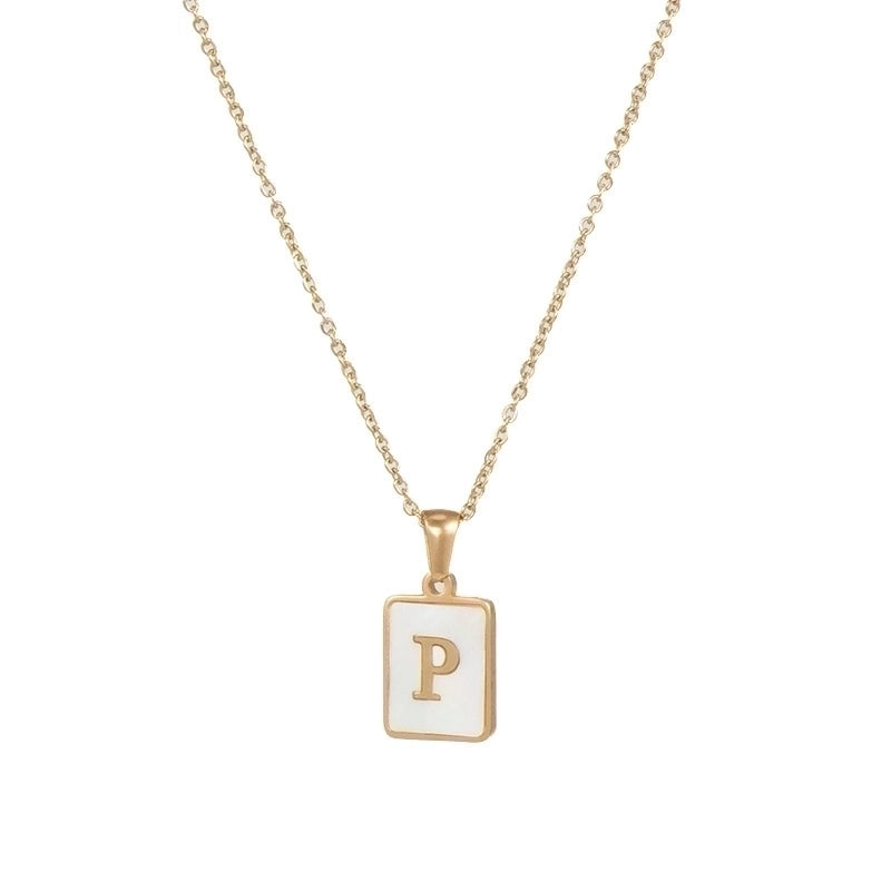 Vintage Style Letter Square 304 Stainless Steel Shell 18K Gold Plated Plating Inlay Pendant Necklace