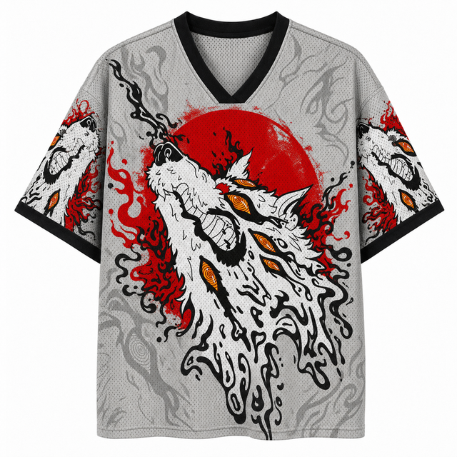 Techwear Red Sun Wolf Short Sleeve Jersey