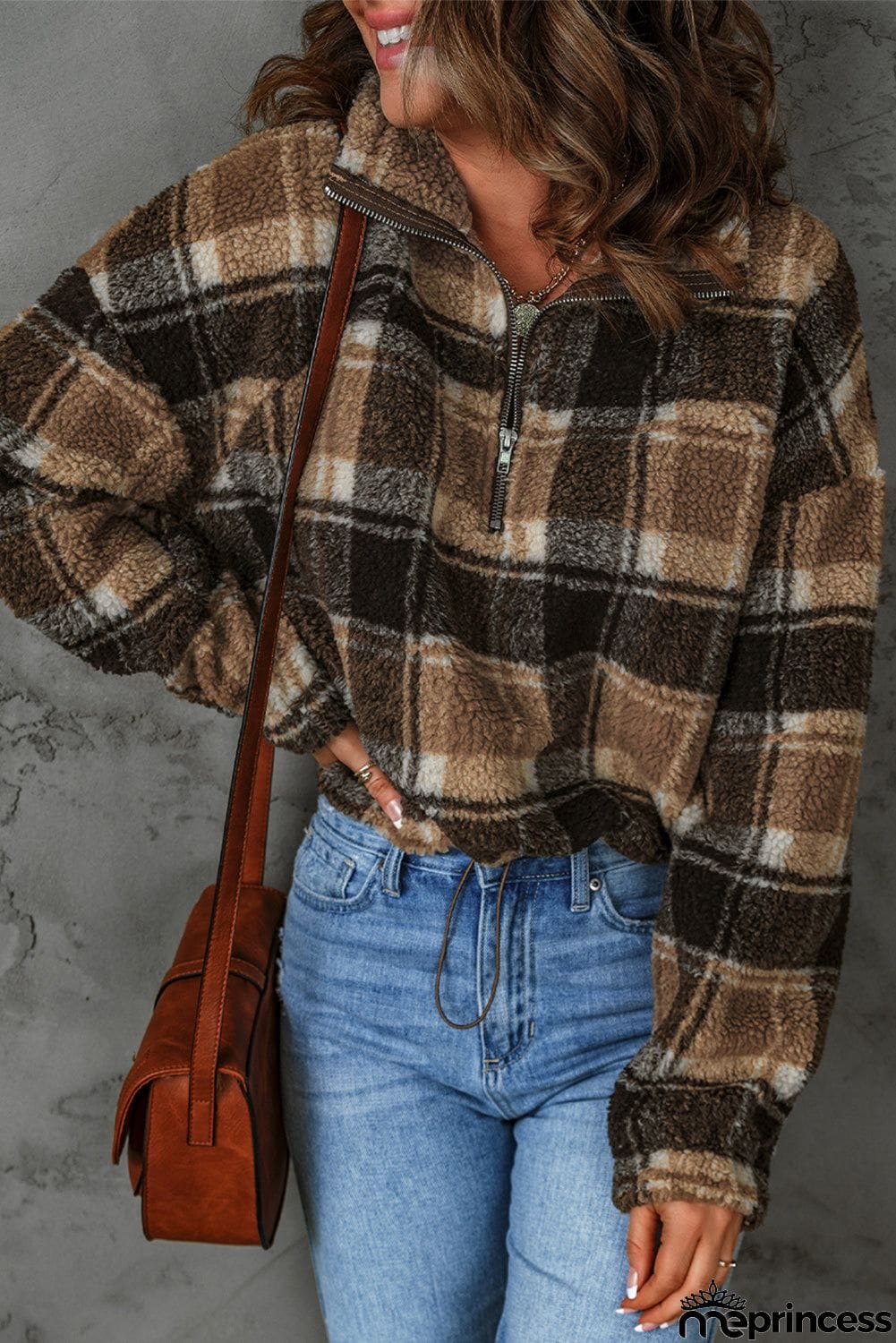 Plaid Pattern Fleece Sweatshirt