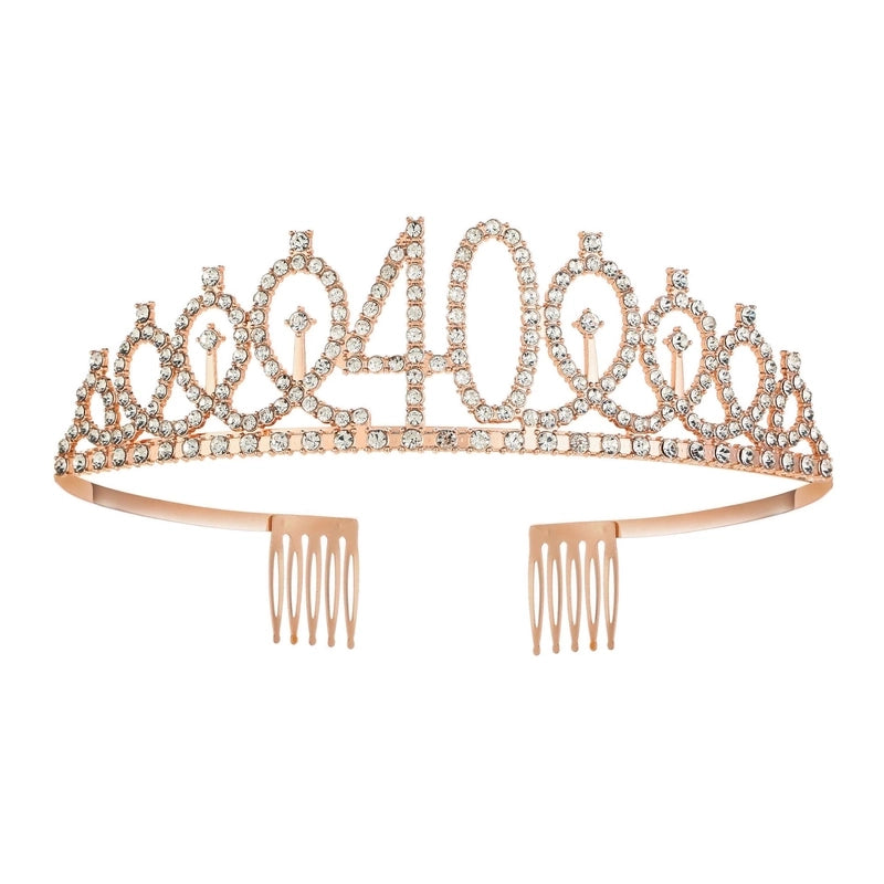Women’s IG Style Shiny Number Crown Alloy Hollow Out Inlay Rhinestones Crown