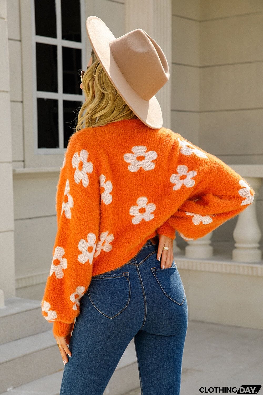 Floral Open Front Fuzzy Cardigan
