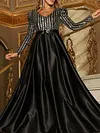 Plus Size Shiny Long Sleeves Maxi Dress