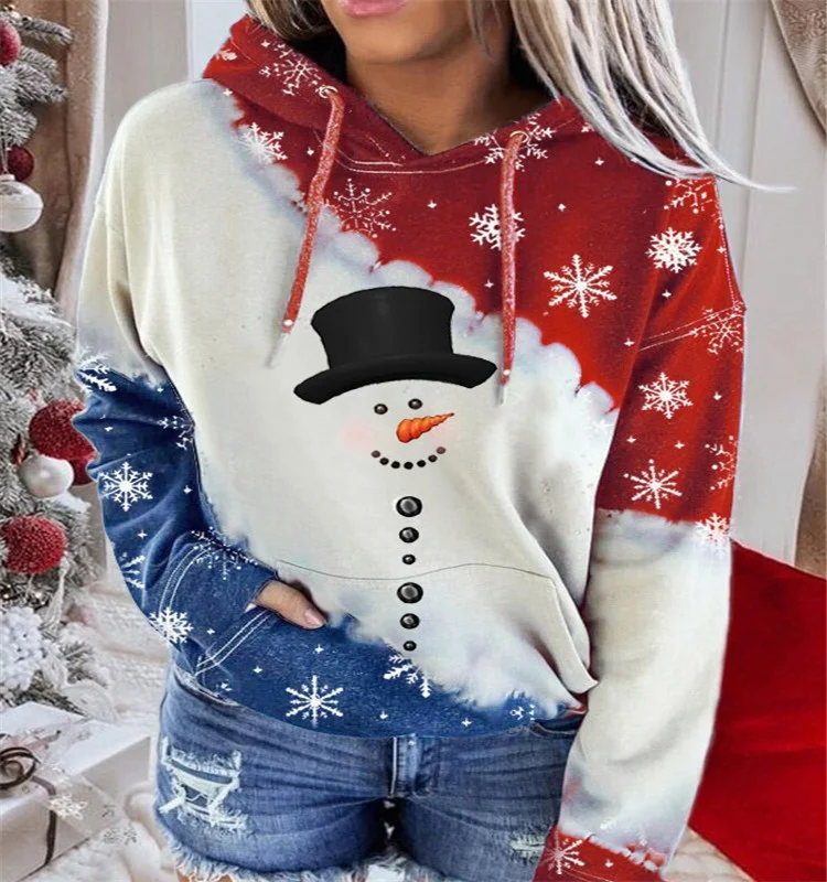 Women's Retro Christmas Gnomes Red Hoodie