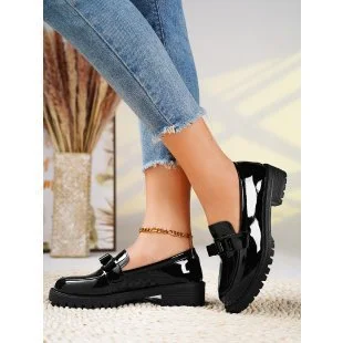 Yyvonne New Patent Leather Bright Eso And Retro Lefu Shoes Large-Size Fashion Casual Single Shoes