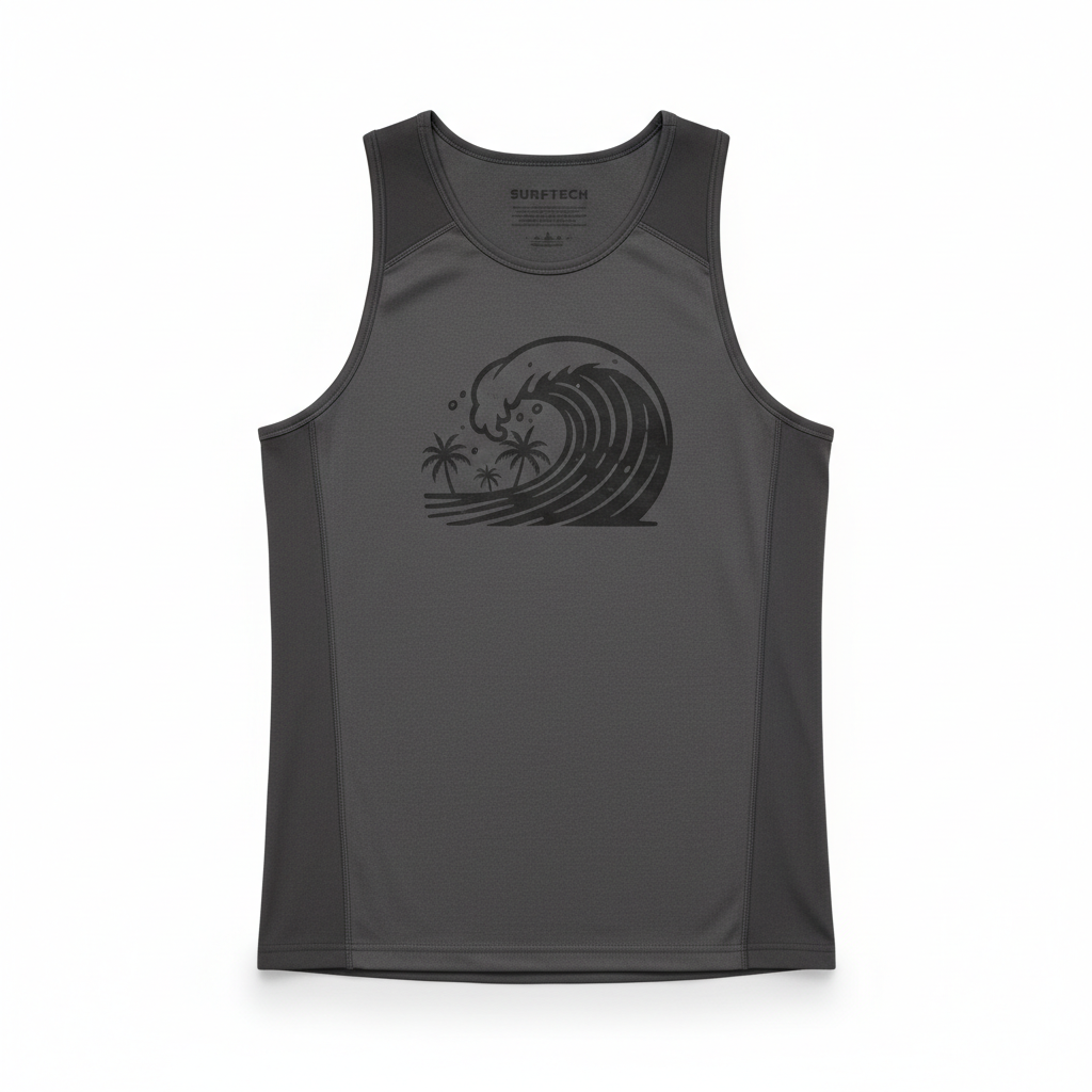 thesupersurf Wave and Palm Tree Graphic Tank Top 
