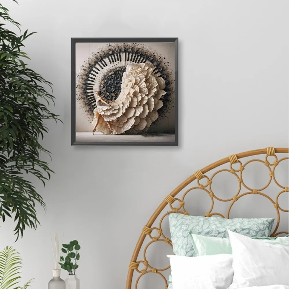 Diamond Painting - Full Round Drill - Piano Girl(Canvas|40*40cm)