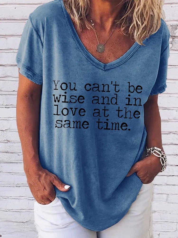 Bestdealfriday Women's Letter Print V Neck Tee