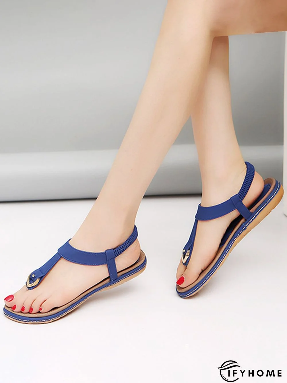 Women's Beach Metal Buckle Trim Flip-On Sandals | IFYHOME