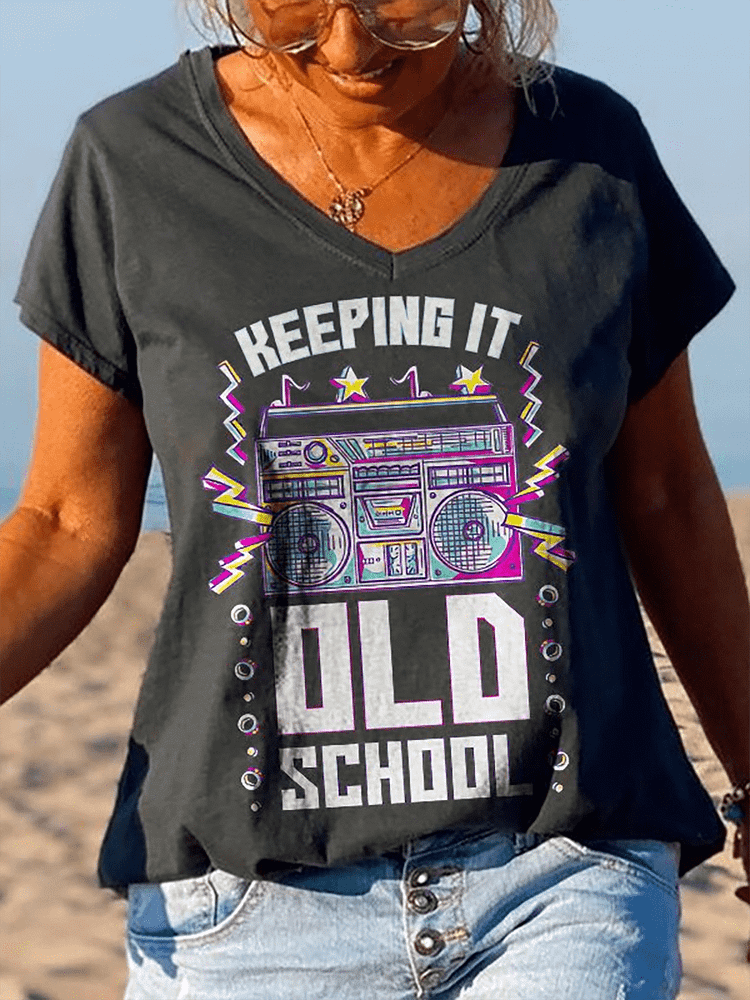 Keeping It Old School Radio Printed Graphic Tees