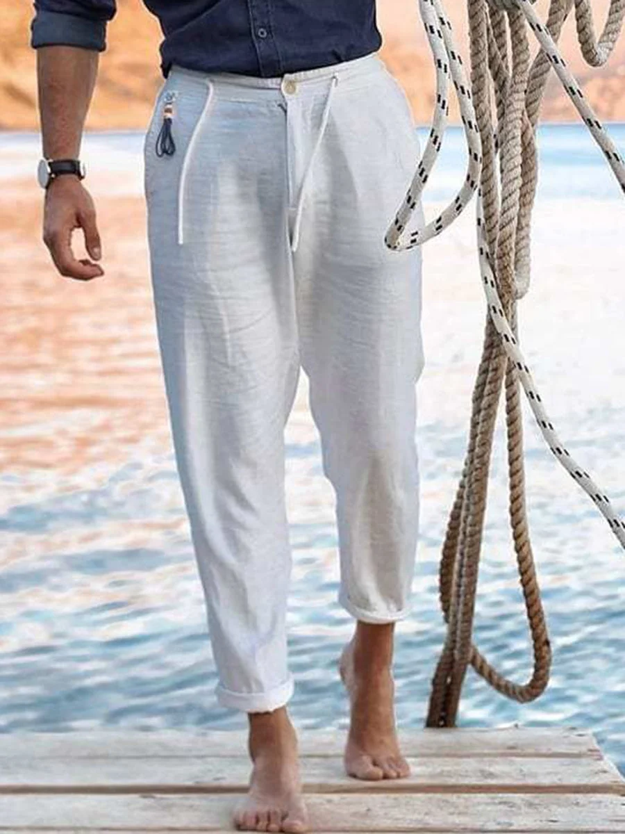 Men's Holiday Cotton and Linen Casual Pants