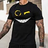 Men's Fashion Smiley Print Short Sleeve T-Shirt Casual Crew Neck Top by Inlyline