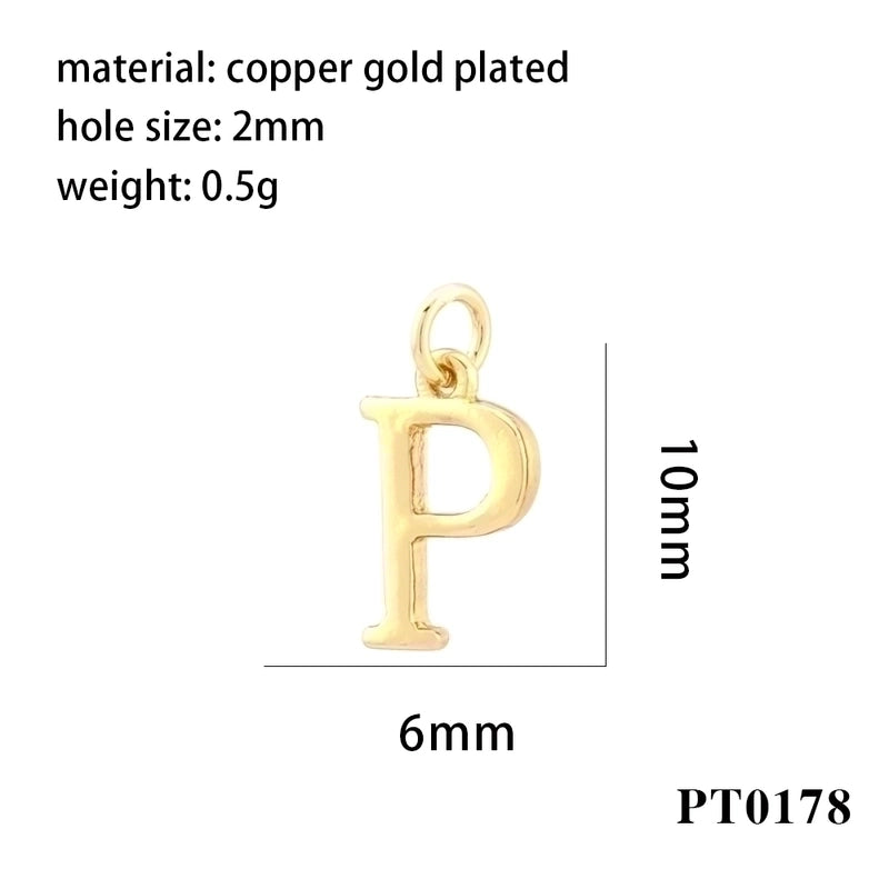 Minimalist Letter Copper Plating 18k Gold Plated Charms