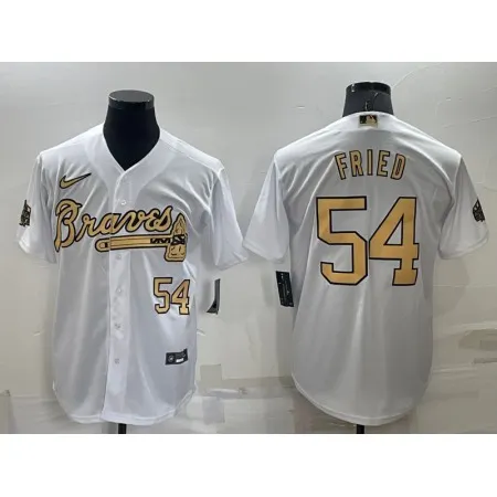 Men's Atlanta Braves #54 Max Fried 2022 All-Star White Cool Base Stitched Baseball Jersey P9NR