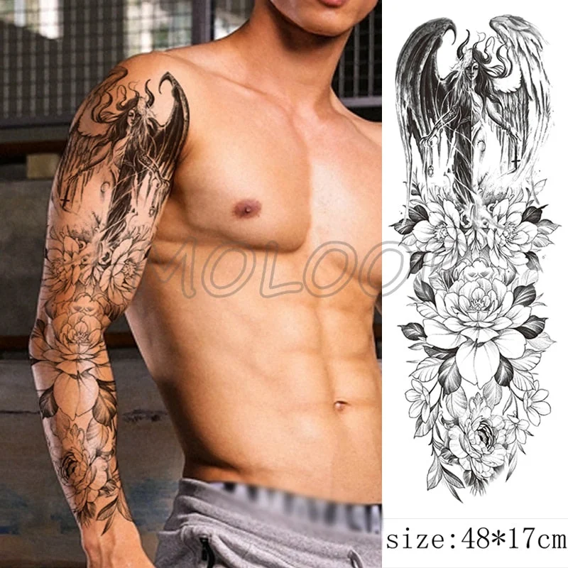 Waterproof Temporary Tattoo Sticker Jesus Virgin sister Peace Pigeon bird flower Full Arm Tatoo Flash Fake Tatto for Men Women