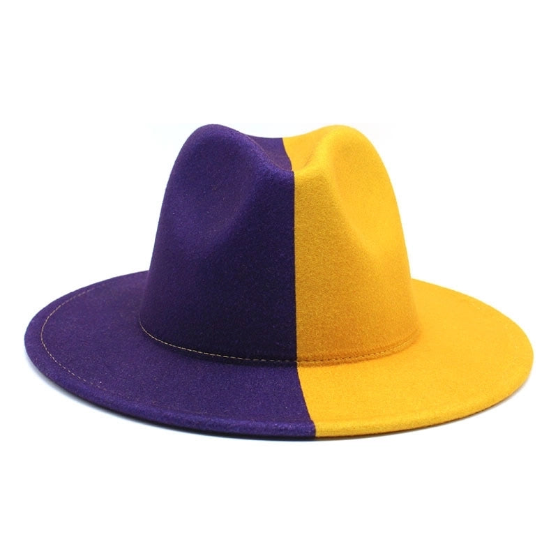 New Yin And Yang Double Color Matching Men’s And Women’s Woolen Felt Hat Autumn And Winter Fashion Flat Brim Jazz Hat 02