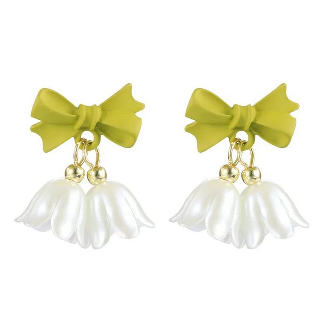Bow Bell Tulip Flower Earrings