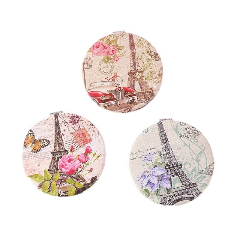 Elegant Classic Style Streetwear Printing Eiffel Tower Pu Leather Mirror 1 Piece