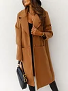 Stylish Lapel Collar Buttoned Pocket Solid Color Simple Woolen Outerwear