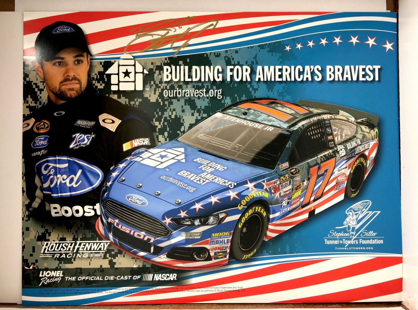 Ricky Stenhouse Jr. Signed 8.5x11 Photo Poster painting Promo Hero Card Postcard NASCAR Auto AU