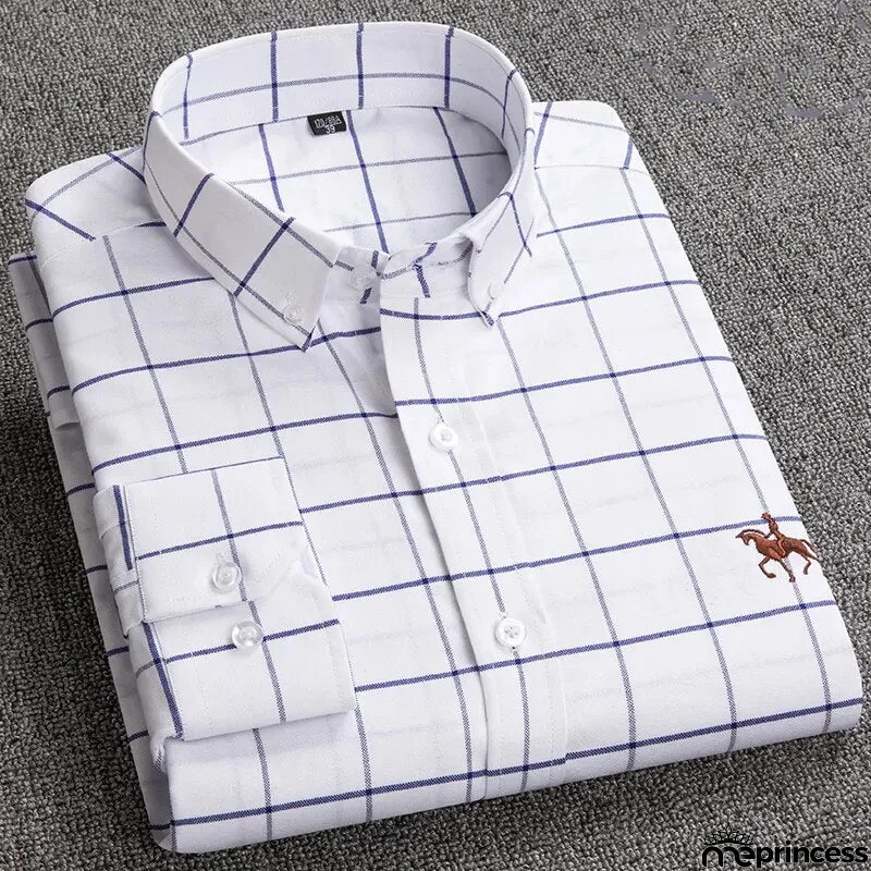 Men's Cotton Turn-Down Collar Full Sleeve Plaid Pattern Shirt