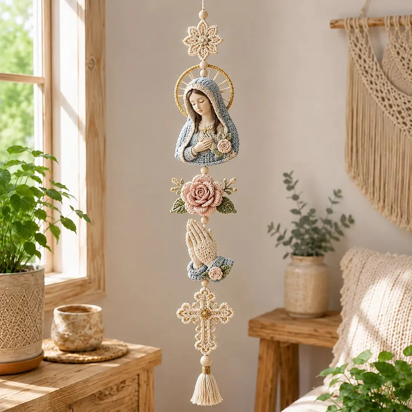 DIY crochet process for the Blessed Faith Hanging Cascade