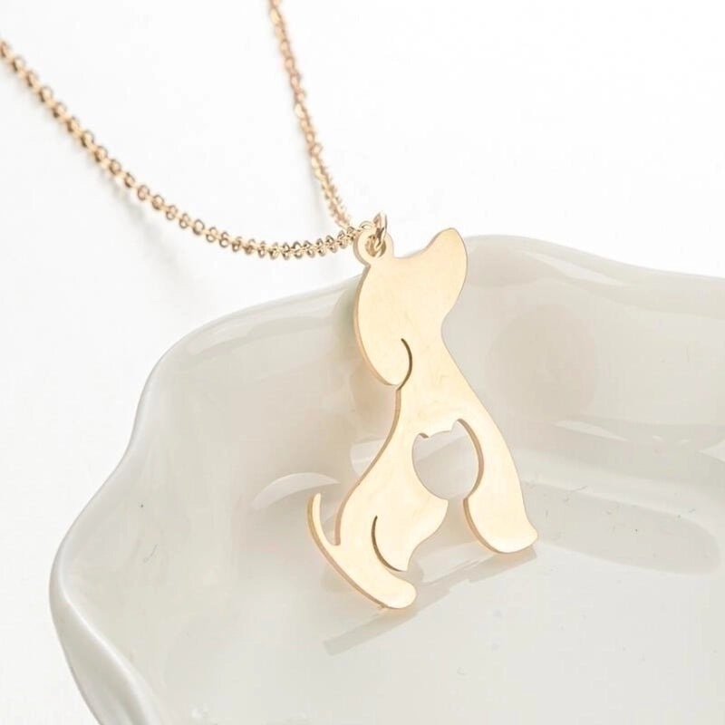Fashion Dog 201 Stainless Steel 18K Gold Plated Plating Stainless Steel Necklaces