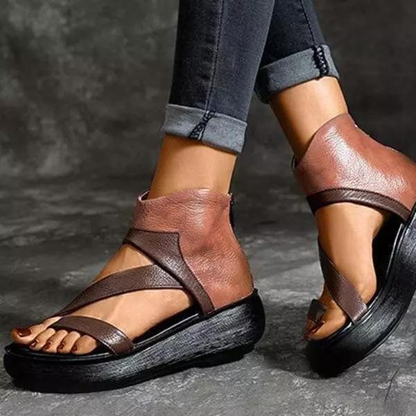 Susiecloths Women's Pu Toe Ring Platform Sandals