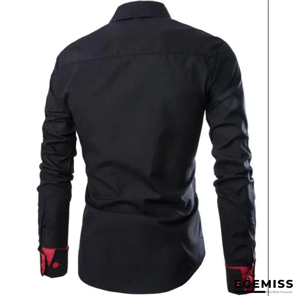 Classic Men Business Plaid Patchwork Long Sleeve Solid Color Office Shirts | EGEMISS