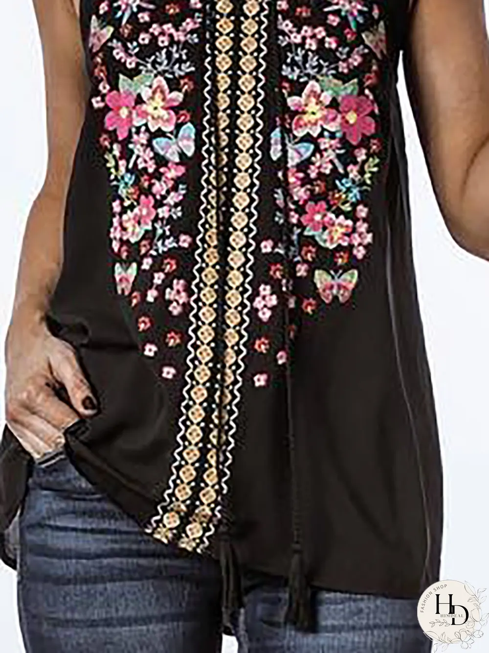 Plus size Sleeveless Boho Tops